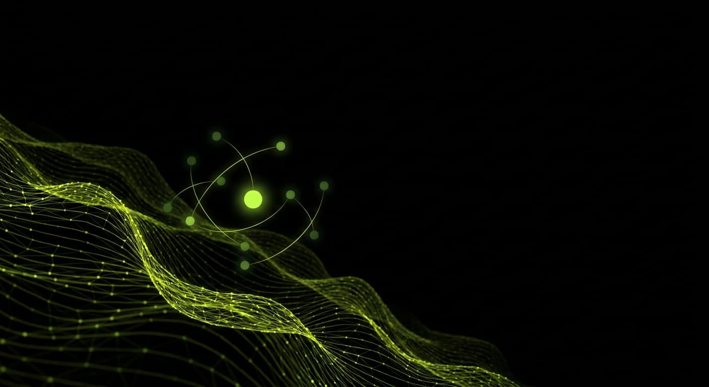Abstract visualization: flowing green nodes on dark background — 7 common mistakes when building geo prompt sets (and how to fix them)