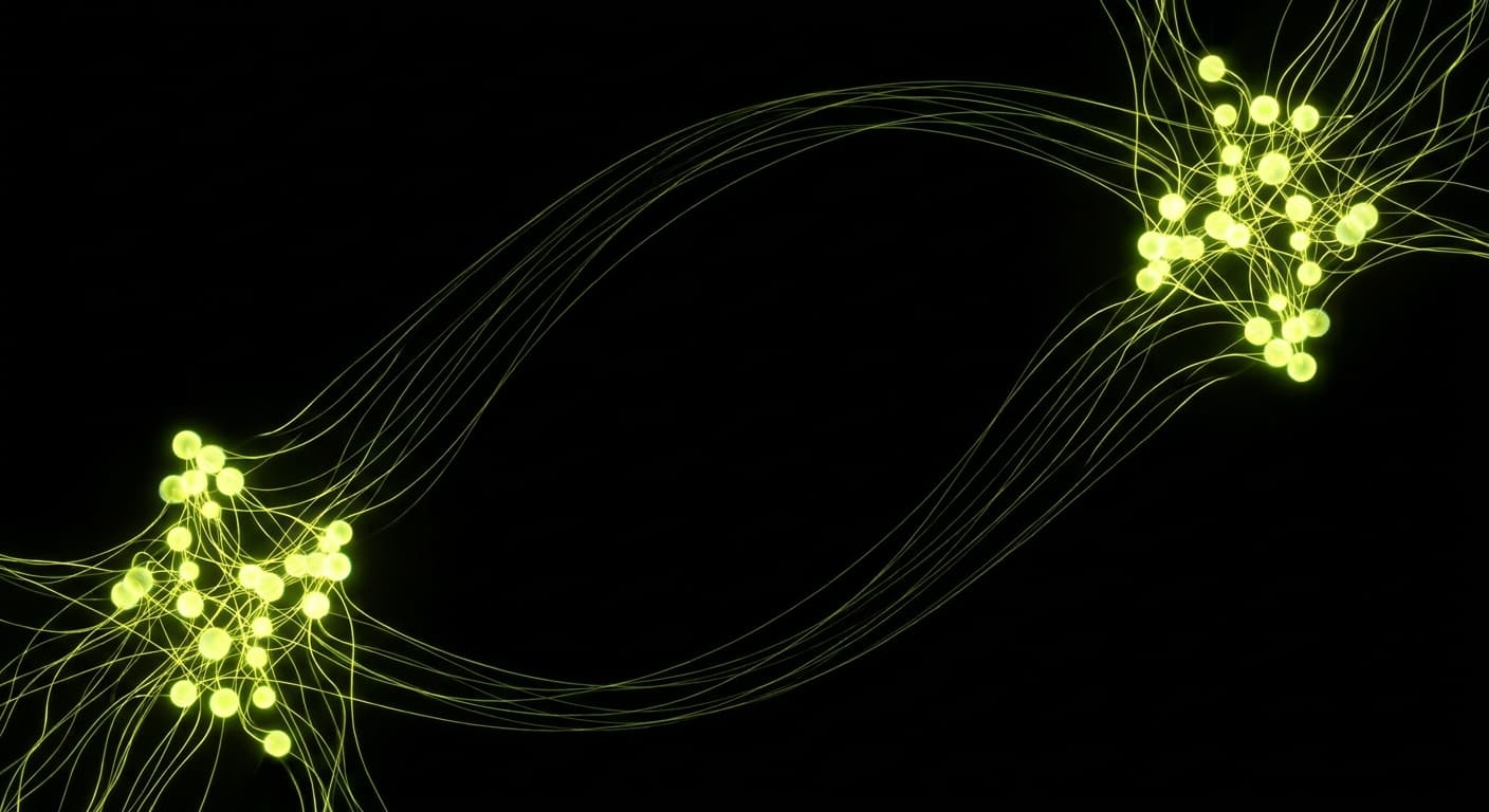 Abstract visualization: flowing green nodes on dark background — geo for in-house seo leads: how to pitch the shift without sounding alarmist