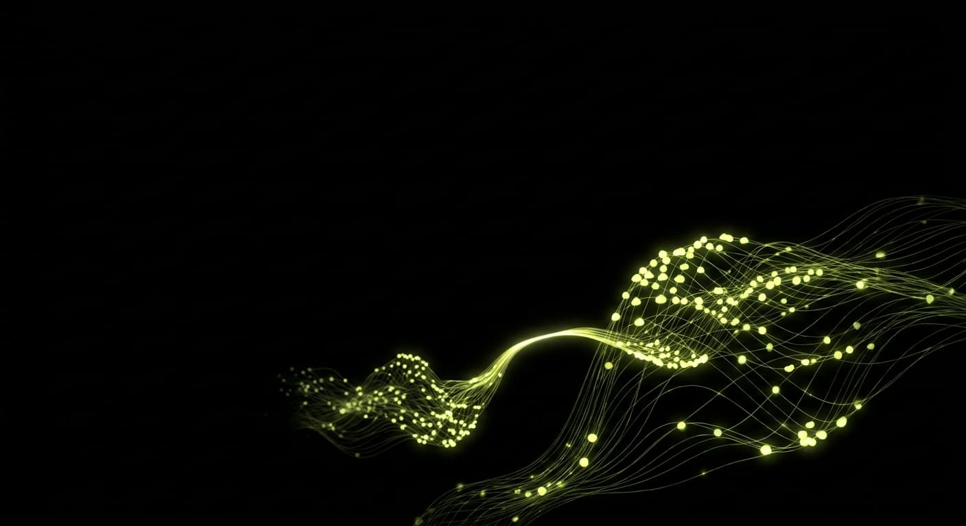 Abstract visualization: flowing green nodes on dark background — is geo worth the spend? a framework for building the business case