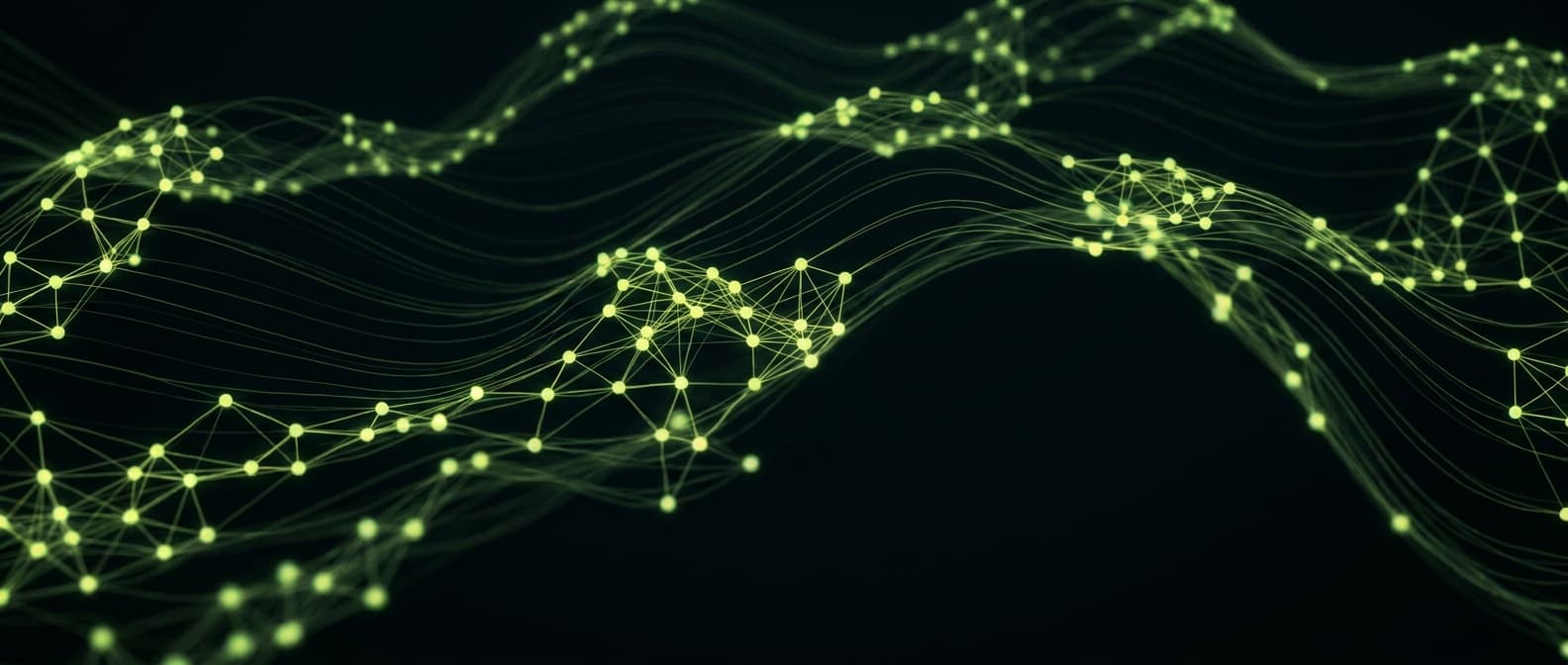Abstract visualization: flowing green nodes on dark background — reddit tactics that actually work for geo (without getting you banned)