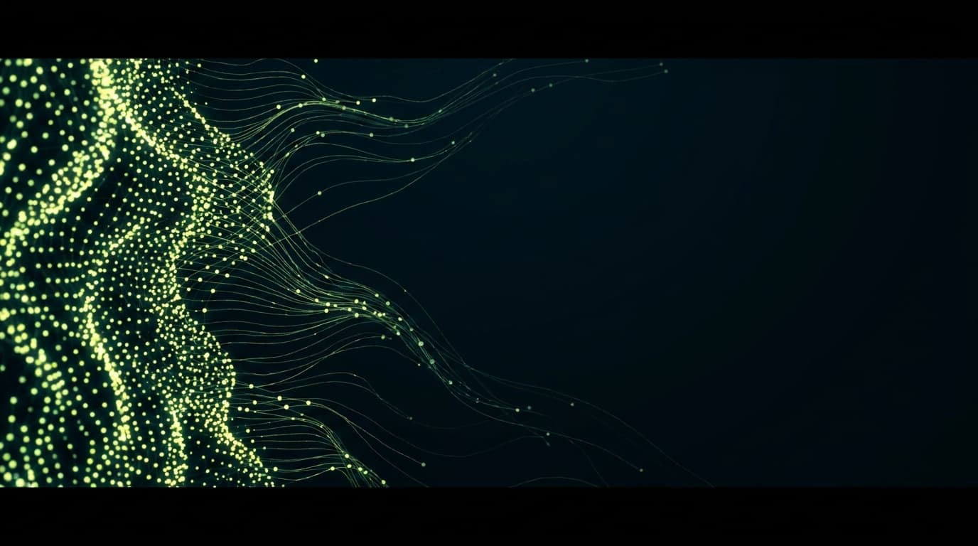 Abstract visualization: flowing green nodes on dark background — the best free geo tools (and where they quietly fall apart)