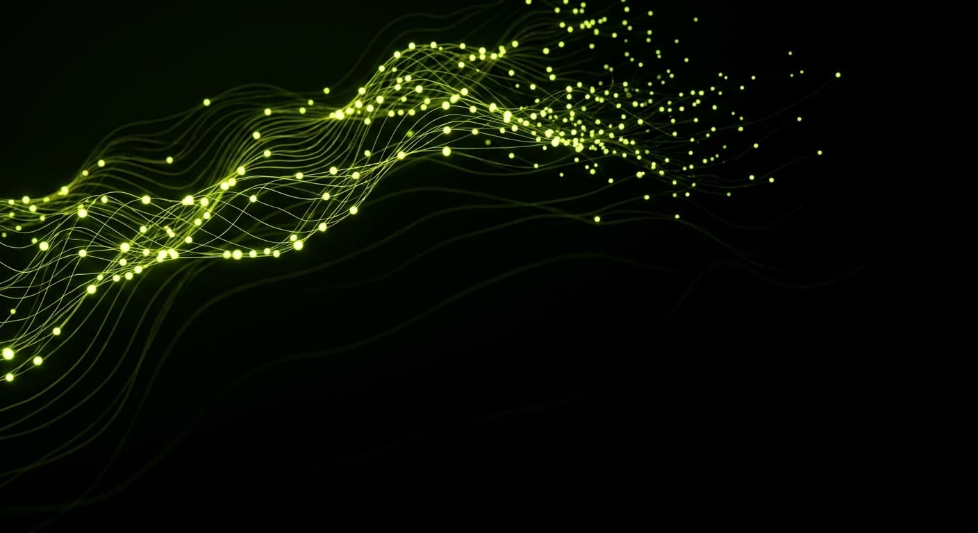 Abstract visualization: flowing green nodes on dark background — the case against geo: when it's genuinely not worth it yet