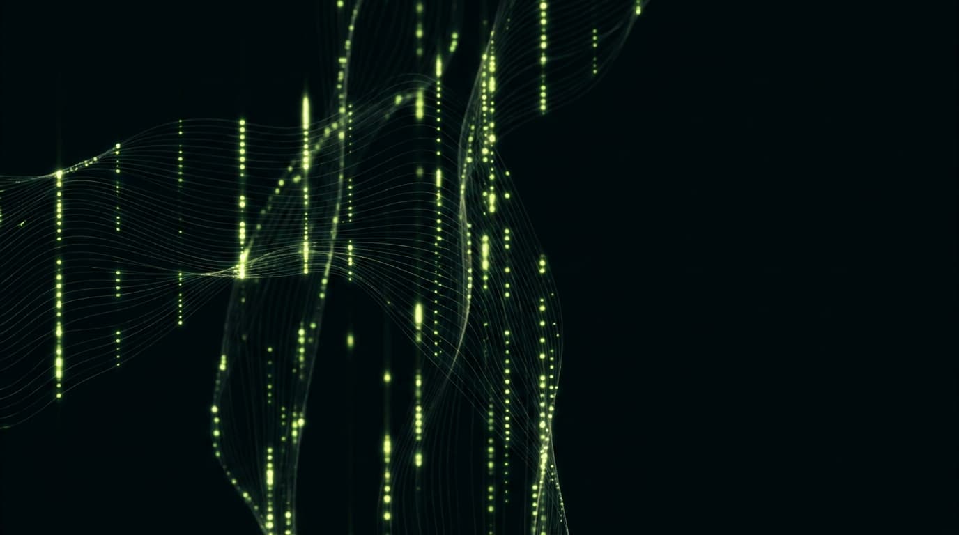 Abstract visualization: flowing green nodes on dark background — the most-cited domains in ai search by vertical: a 2026 benchmark