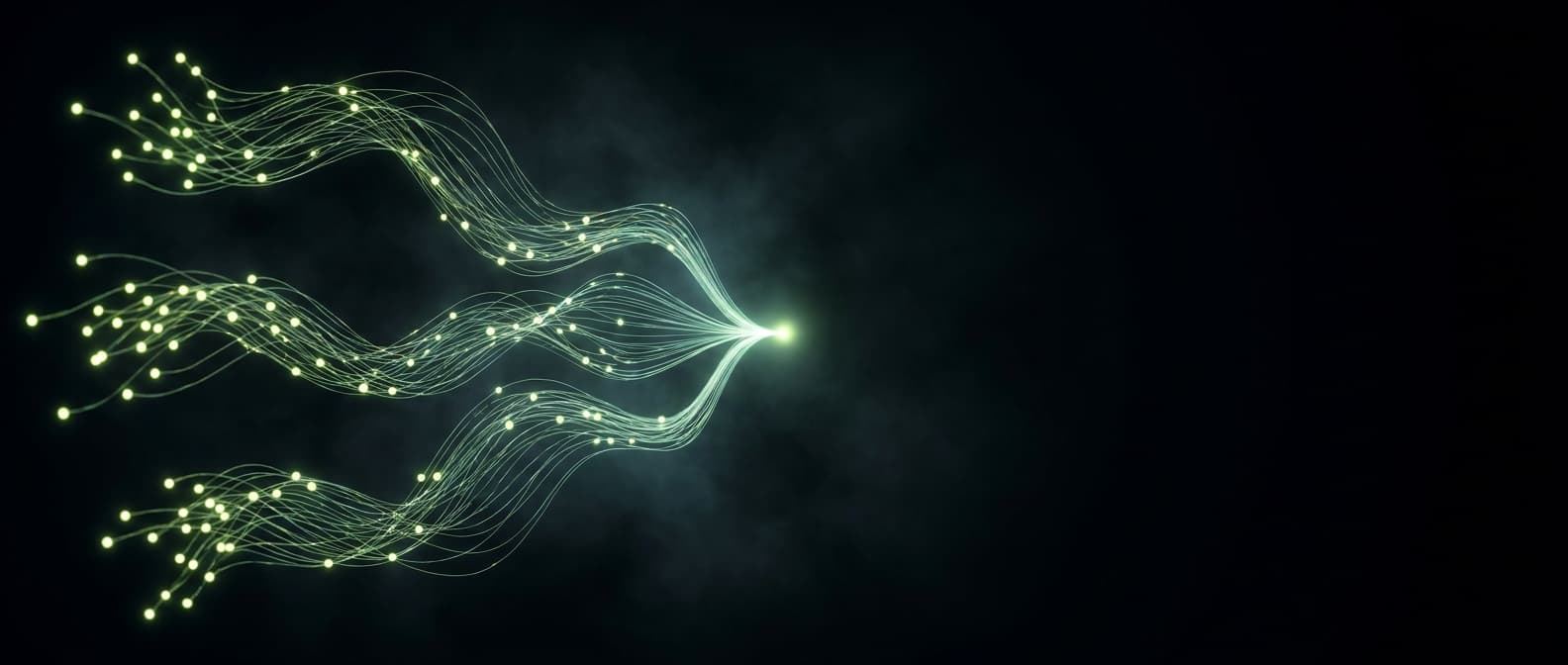 Abstract visualization: flowing green nodes on dark background — what is a citation rate vs a mention rate vs a reference?