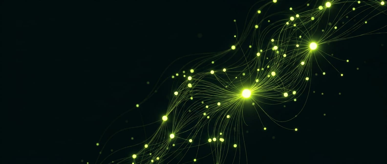 Abstract visualization: flowing green nodes on dark background — which publishers get cited most by chatgpt, perplexity, and google ai overviews