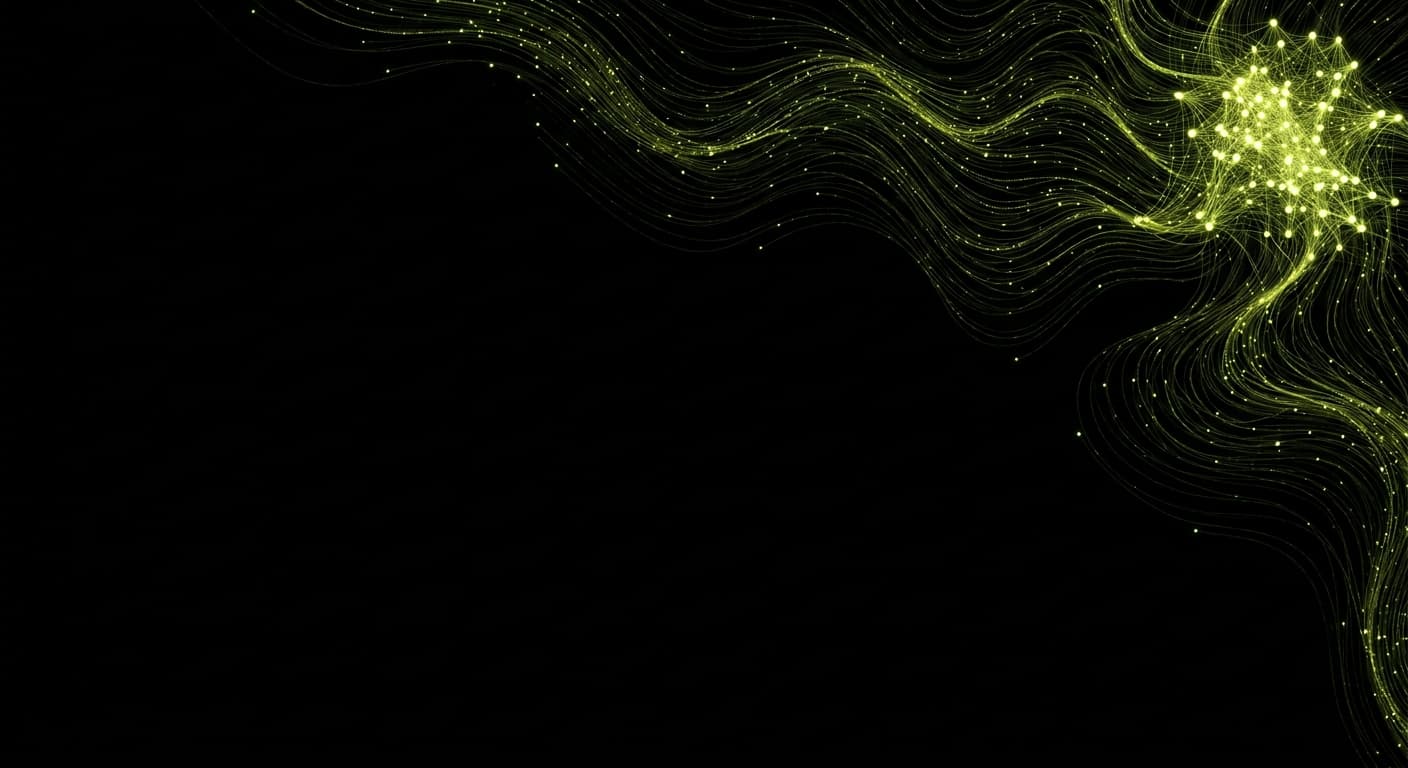 Abstract visualization: flowing green nodes on dark background — why prompt sample size is the most underrated variable in geo reporting